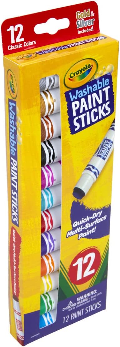 Crayola Quick Dry Paint Sticks (12ct), Washable Paint Set for Kids, School Supplies, Teacher Gifts | Washable Paint Set for Kids, School Supplies, Teacher Gifts, Nontoxic Arts & Crafts, Multi-Surface Paint