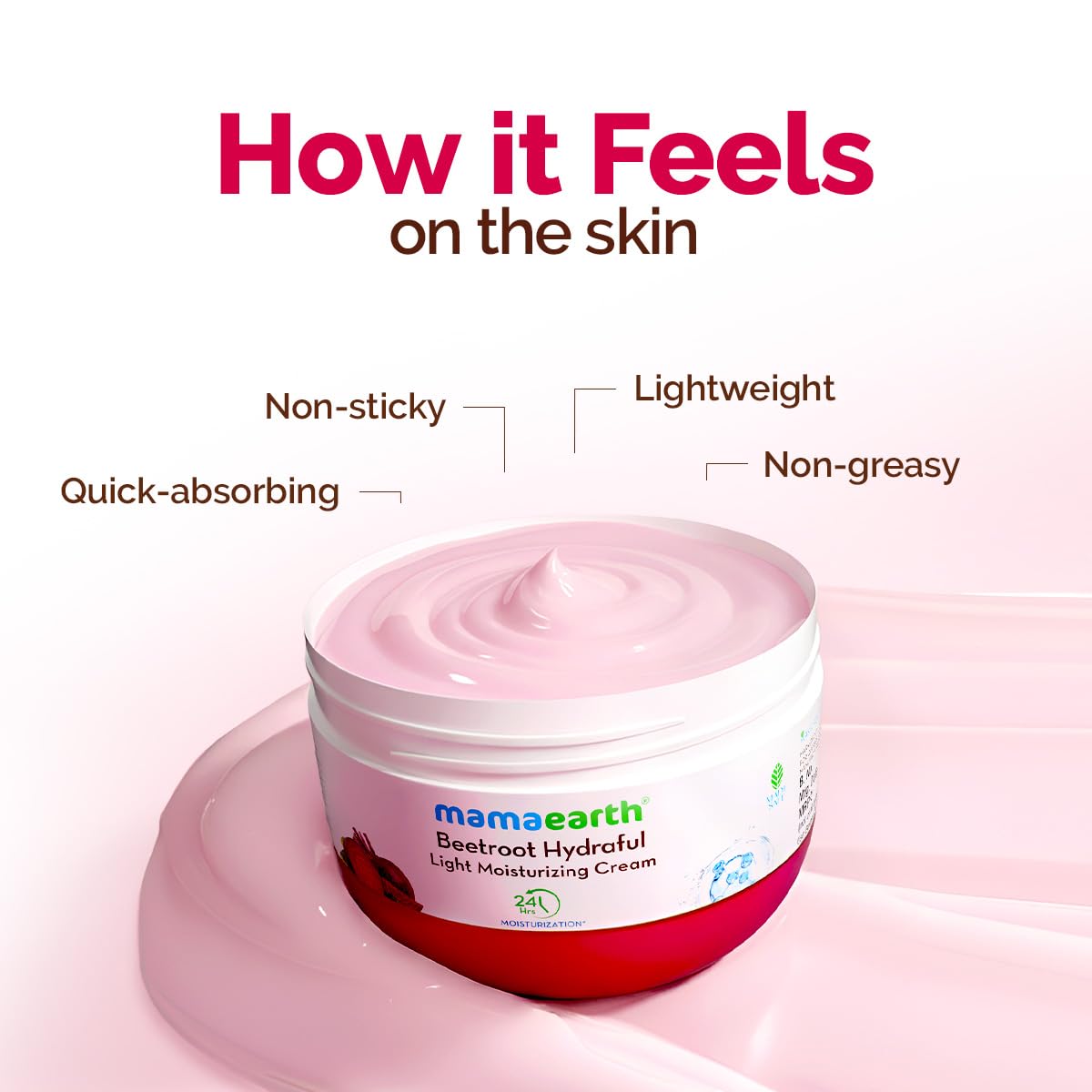 MAMAEARTH Beetroot Hydraful Light Moisturizing Cream for Soft and Smooth Skin 200g