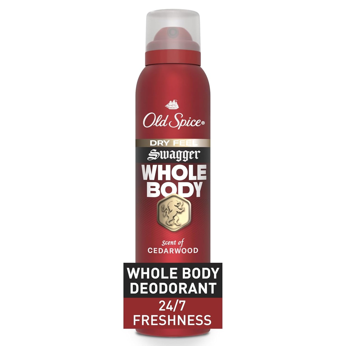 Old Spice Whole Body Deodorant for Men, Swagger, Aluminum Free Spray for 24/7 Freshness, Dermatologist Tested Whole Body Deodorant, 3.5 Ounce