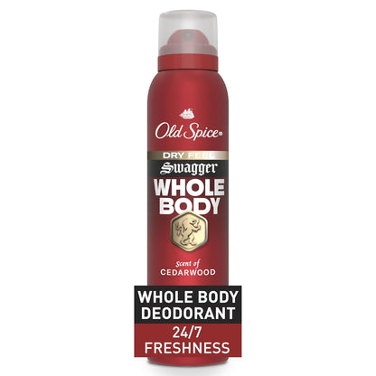 Old Spice Whole Body Deodorant for Men, Swagger, Aluminum Free Spray for 24/7 Freshness, Dermatologist Tested Whole Body Deodorant, 3.5 Ounce