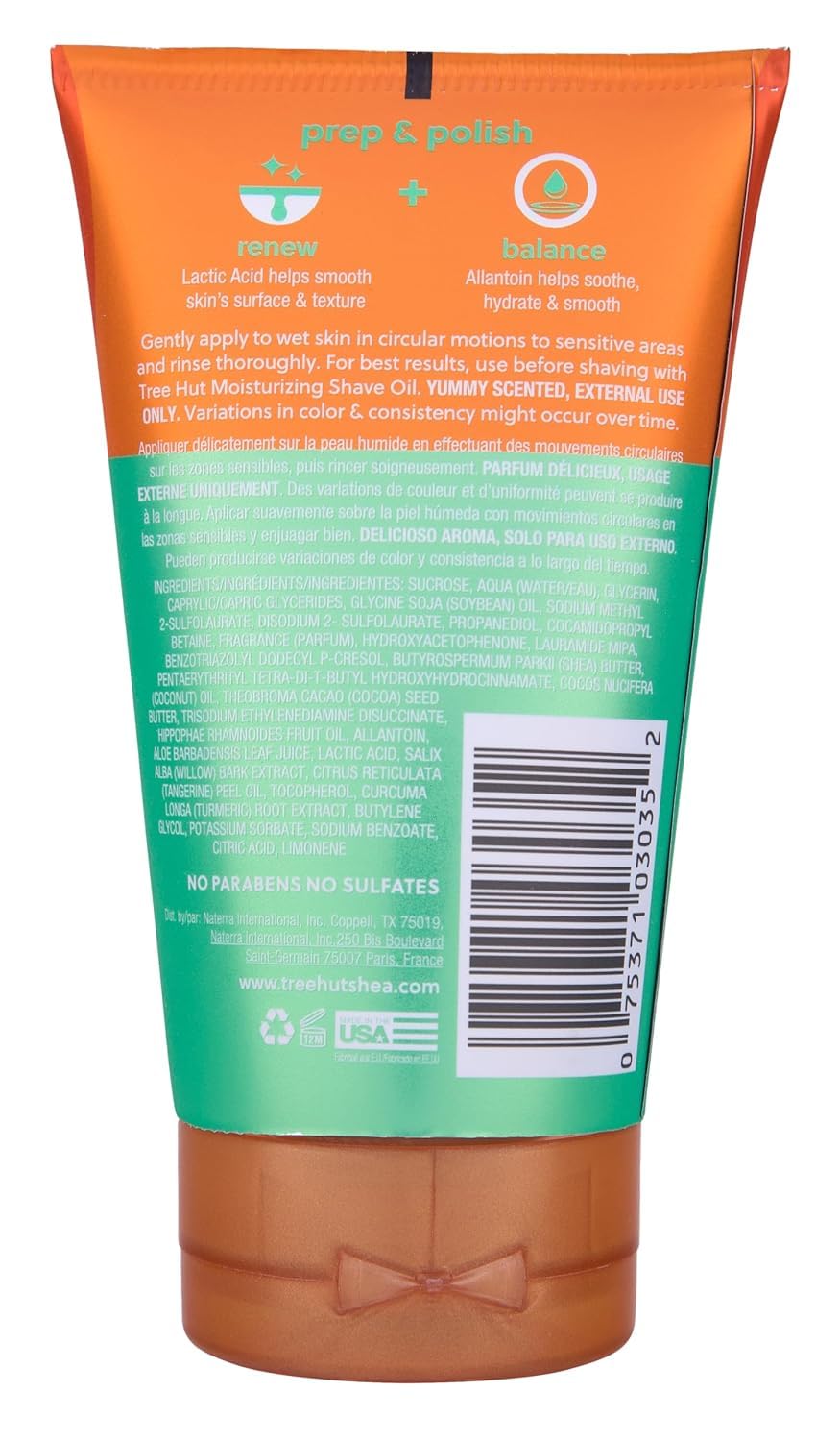 Tree Hut Tangerine Shave Prep Polish, Gently Soothe & Prep Skin, Exfoliating Shave Essential, 7 fl oz.