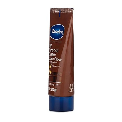 Vaseline All Purpose Cream Cocoa Glow, with Pure Cocoa Butter, 4-Pack, 1.41 FL Oz Each, 4 Tubes