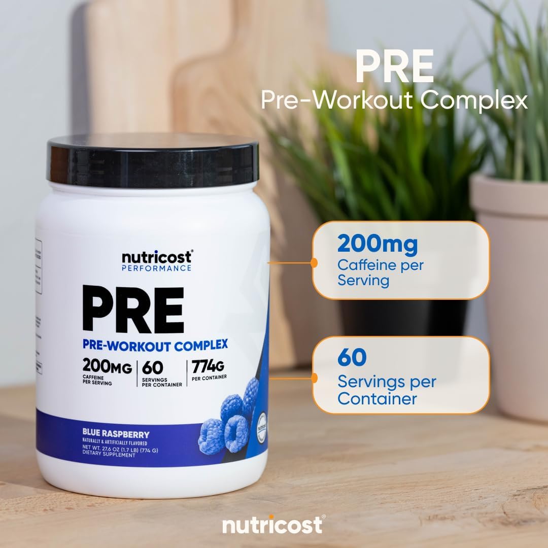 Nutricost Pre-Workout Complex Powder (Blue Raspberry) 60 Servings