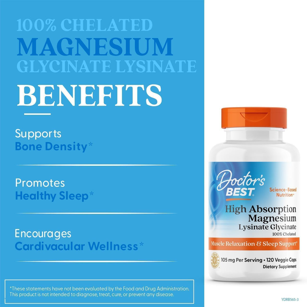 Doctor's Best High Absorption Magnesium Glycinate Lysinate, 120 Veg Caps