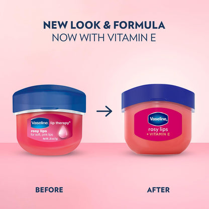 Vaseline Lip Therapy Rosy Lips Mini 12-Pack – Rose-Tinted Lip Balm, Moisturizer for Soft, Pink Lips, 0.25 Oz Ea