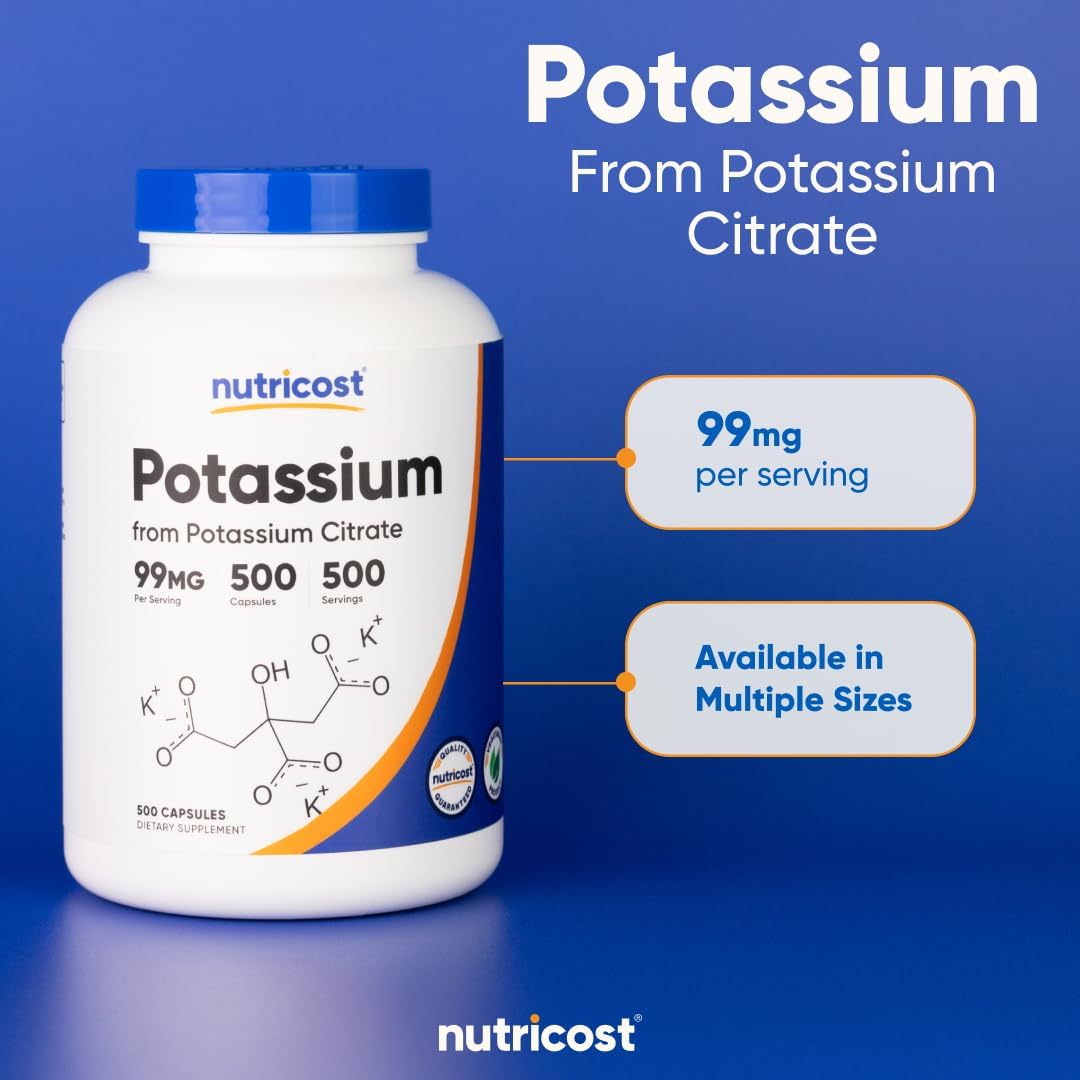 Nutricost Potassium Citrate 99mg, 500 Capsules (Pack of 2)