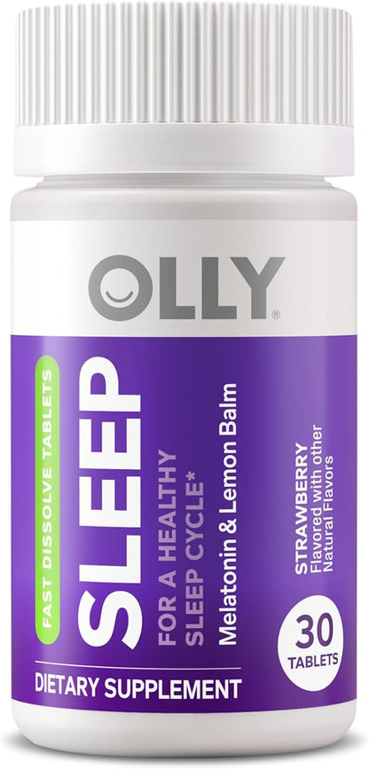 OLLY Sleep Fast Dissolves, 3mg Melatonin, Lemon Balm- 30 Count