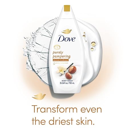 Dove Body Wash 6-Pack – Purely Pampering, Shea Butter & Warm Vanilla for Softer, Smoother Skin, 25.36 Fl Oz Ea