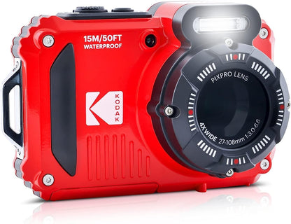 Kodak PIXPRO WPZ2 Rugged Waterproof Shockproof Digital Camera 16MP 4X Optical Zoom 1080P Full HD Video, 2.7" LCD (Red) Bundle with Camera Case, SanDisk 32GB microSDHC Card (4 Items)