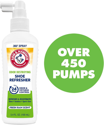 Arm & Hammer Shoe Refresher & Deodorizer Spray, Fresh Rain, 3.4 oz