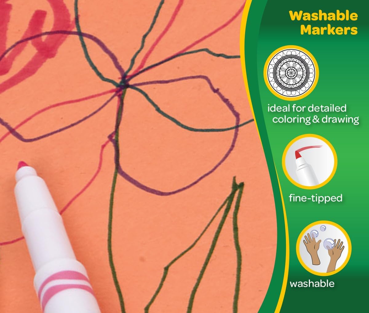 Crayola Ultra Clean Fine Line Washable Markers (40ct), School Supplies, Classroom Teacher Must Haves, Homeschool Essentials, Gifts for Kids, Ages 3, 4, 5 (Pack of 10)