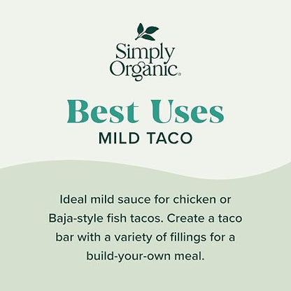 Simply Organic Mild Taco Simmer Sauce, 8 Ounce Pouch, Vibrant & Tangy, For Chicken and Baja-style Fish Tacos (Pack of 6)
