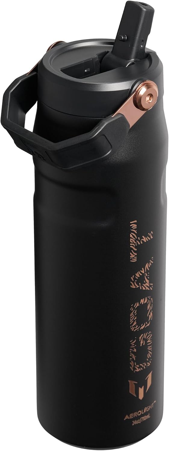 STANLEY IceFlow Flip Straw 2.0 Bottle, 24 oz, Messi Goat Black