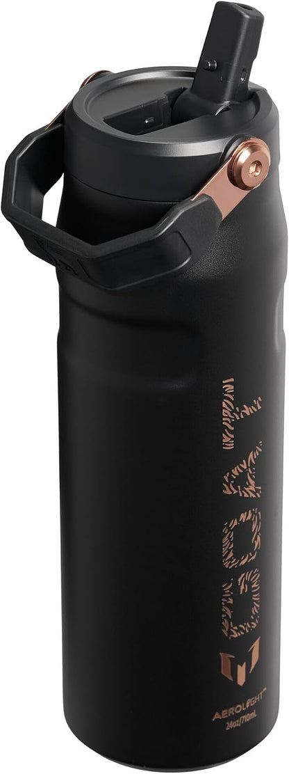 STANLEY IceFlow Flip Straw 2.0 Bottle, 24 oz, Messi Goat Black