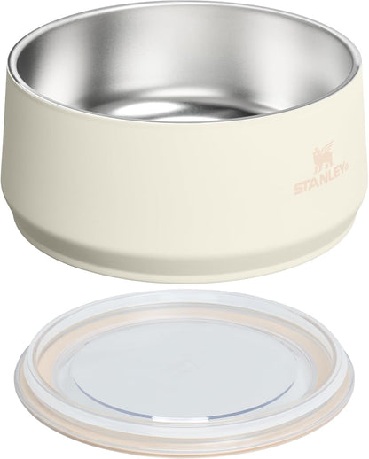 STANLEY Pet Bowl | 6-Cup (48 oz) Insulated Stainless Steel Dog & Cat Bowl | Splash-Resistant Lid | Dishwasher Safe | BPA-Free | Cream