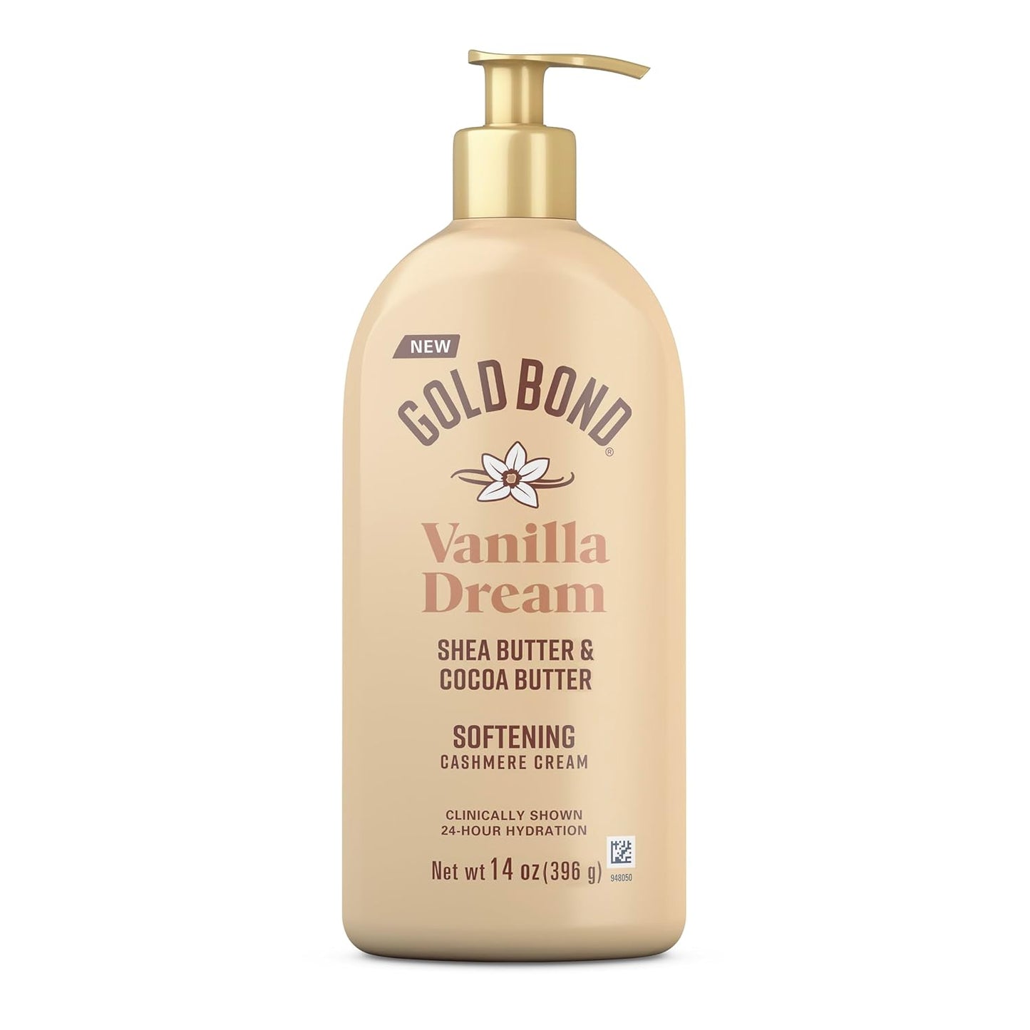 Gold Bond Softening Cashmere Cream Body Lotion, Vanilla Dream Scent, 24-Hour Hydration with Shea Butter and Cocoa Butter, 14 oz.