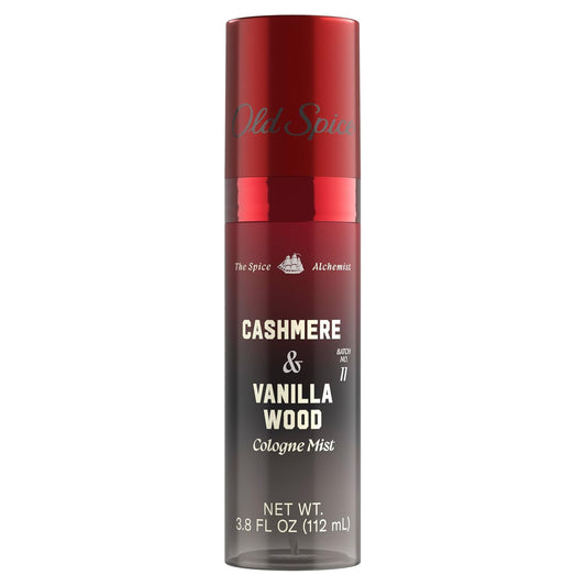 Old Spice Cologne Mist for Men, The Spice Alchemist Collection, 24/7 Cologne Infused Scent, No Trade Off Formula, Free of Parabens & Phthalates, Cashmere + Vanilla Wood Scent, 3.8 oz