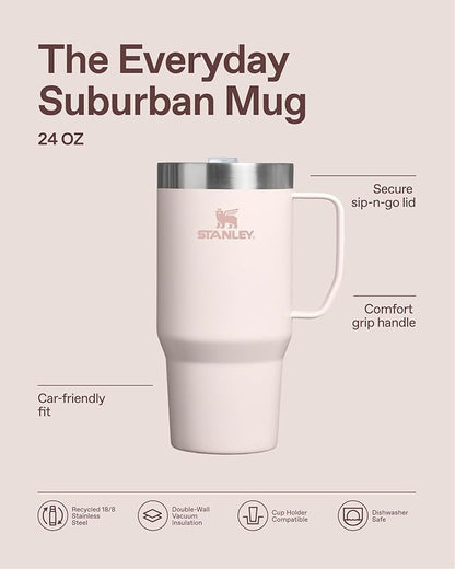 STANLEY The Everyday Suburban Mug | 24 oz | Drink Through Lid | Cup for Coffee, Tea and Drinks | Insulated Stainless Steel Coffee Mug | BPA-Free | Champagne Gloss