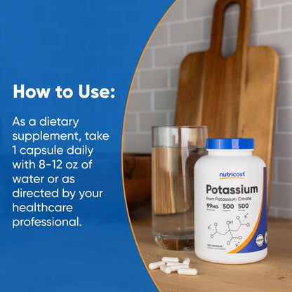 Nutricost Potassium Citrate 99mg, 500 Capsules (Pack of 2)