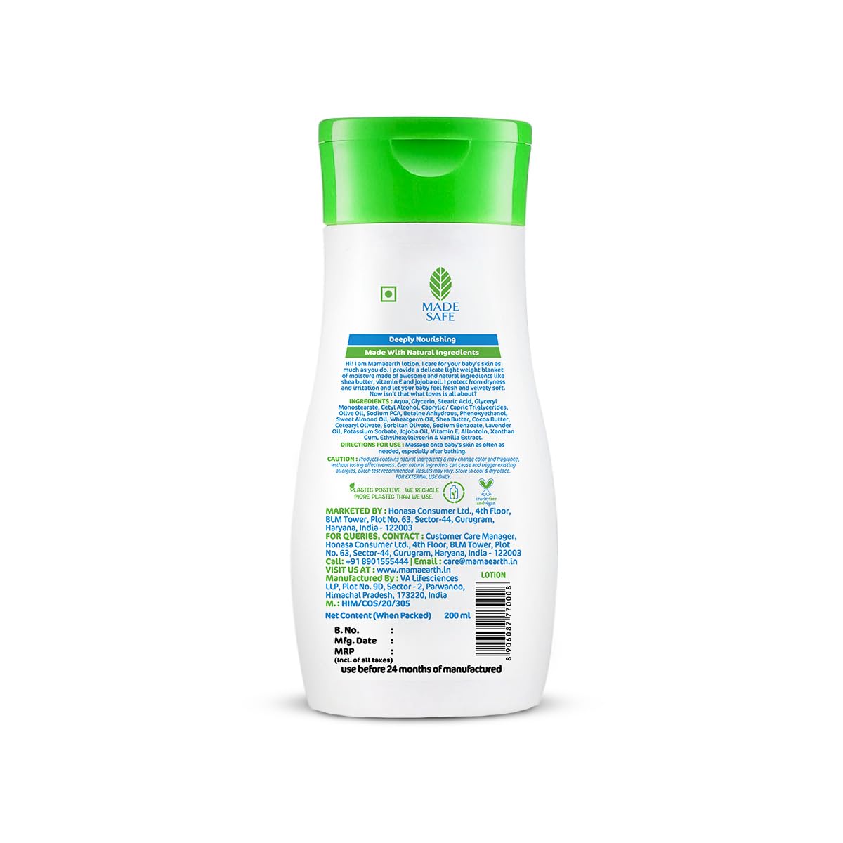 Mamaearth Daily Moisturizing Baby Body Lotion | Skin Nourishment with Shea Butter & Jojoba Oil | Gentle Formula for Delicate Skin of Babies | 6.76 Fl Oz (200ml)