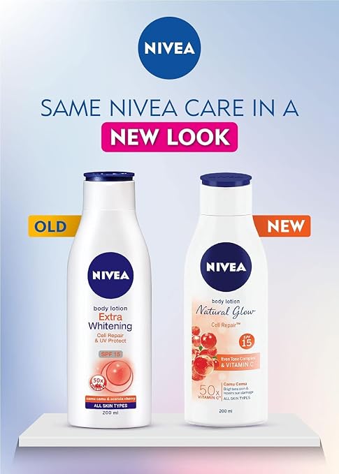 Nivea Body Lotion Natural Glow | Vitamin C SPF 15 | 400ml (13.52 Fl OZ)