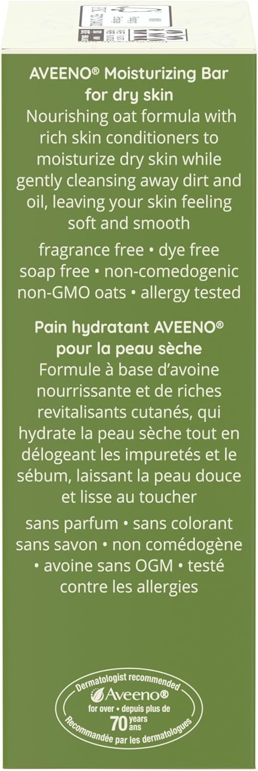 AVEENO Naturals Moisturizing Bar for Dry Skin 3.50 oz (Pack of 12) - Packaging May Vary