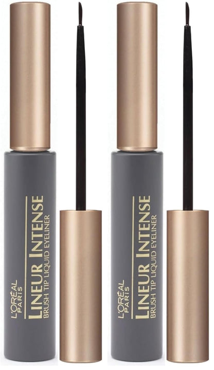 L'Oreal Paris Makeup Lineur Intense Brush Tip Liquid Eyeliner,Black,0.24 fl oz.,(Pack of 2)