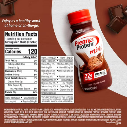 Premier Protein Shake, Chocolate, 22g Protein, 8.75 fl oz, 12 Ct