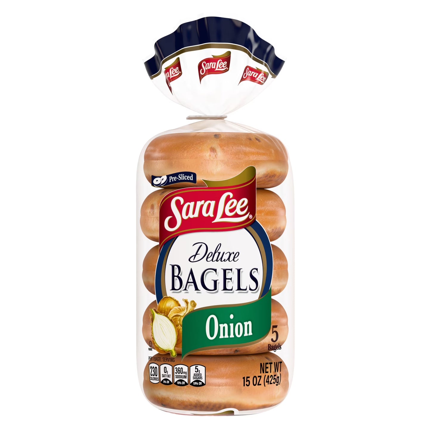 Sara Lee Deluxe Everything Bagels, 5 count, Kosher Savory Bagels, 15 oz Bag