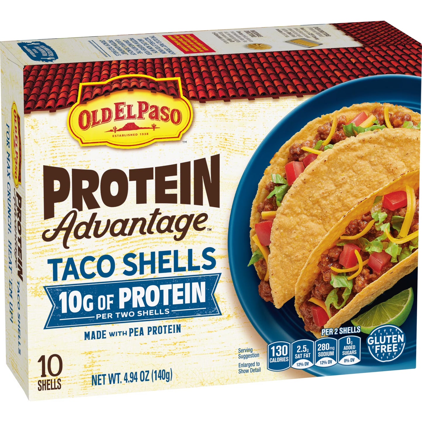 Old El Paso Protein Advantage Taco Shells, 10g Protein, Gluten Free, 10 Count, 4.94 oz