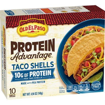Old El Paso Protein Advantage Taco Shells, 10g Protein, Gluten Free, 10 Count, 4.94 oz