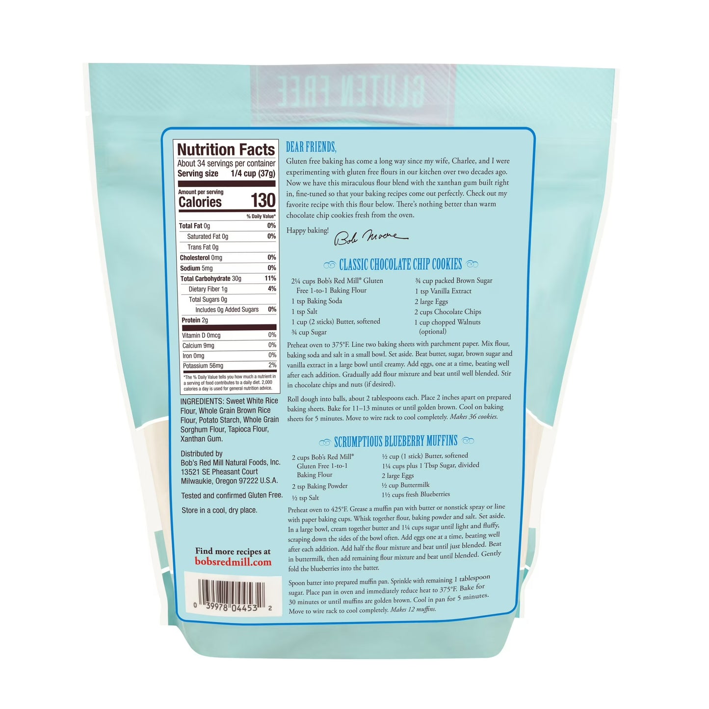 Bob's Red Mill Gluten Free 1-to-1 Baking Flour, 44 oz Bag