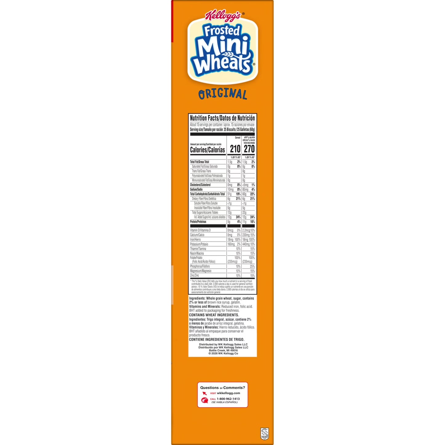 Kellogg's Frosted Mini-Wheats Original Breakfast Cereal, High Fiber, Mega Size, 32 oz