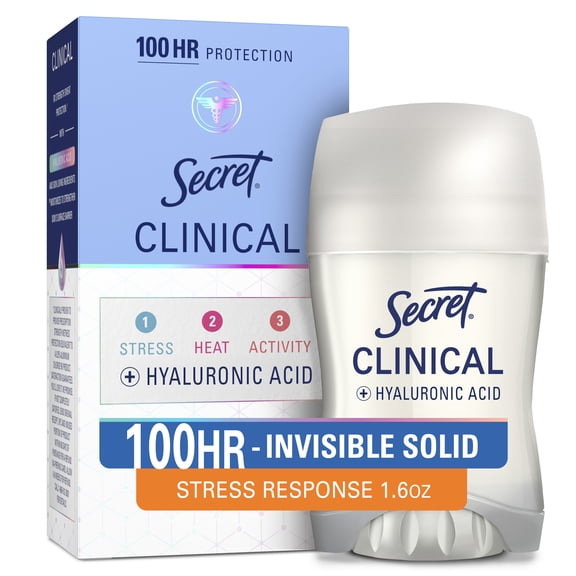 Secret Clinical 100HR Antiperspirant Deodorant, Invisible Solid, Stress Response, 1.6 oz
