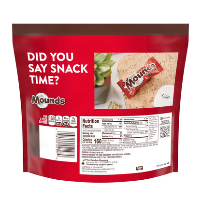 Mounds Coconut and Dark Chocolatey Snack Size Candy, Bag 10.8 oz