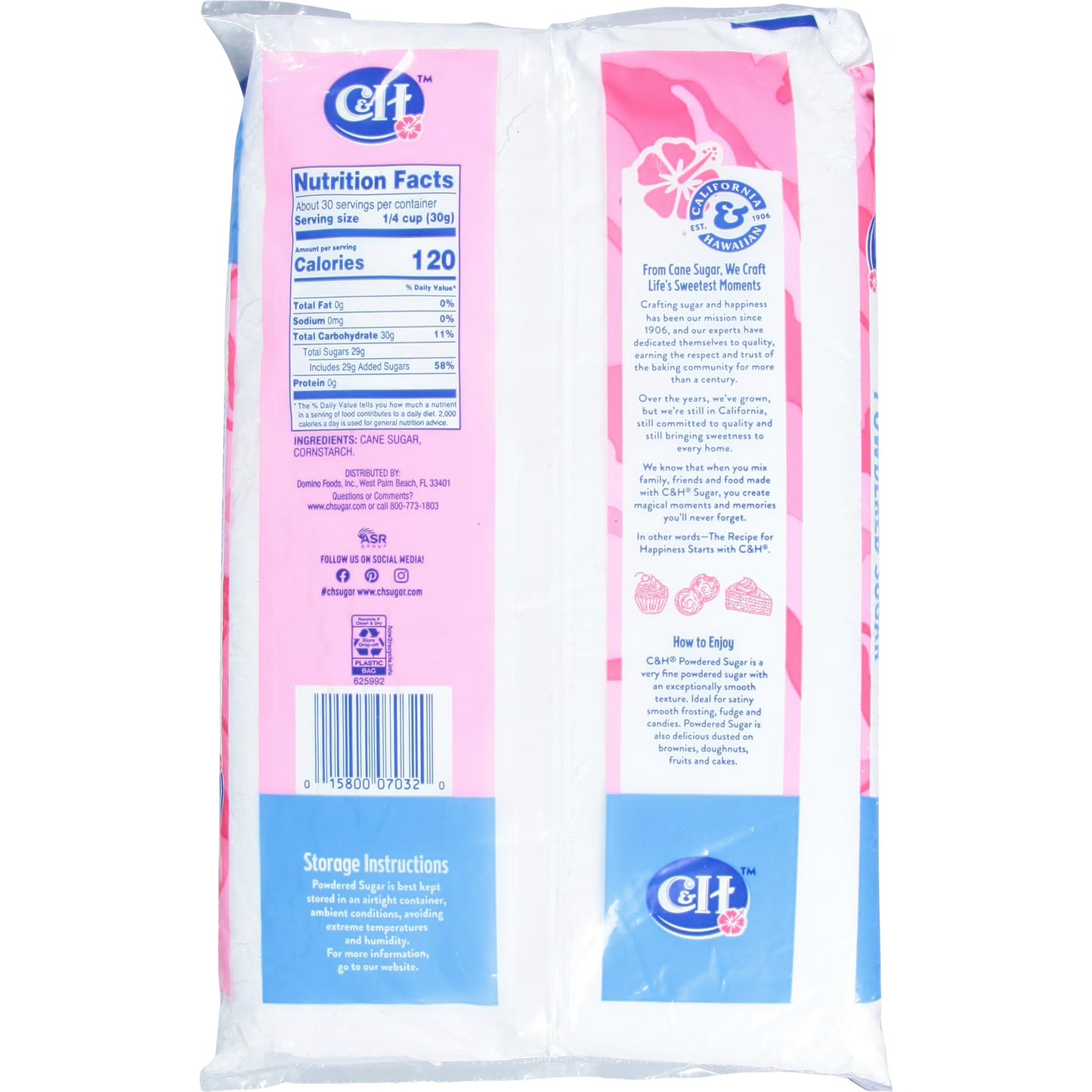 (6 pack) C&H Premium Cane Powdered Sugar, 2 lb