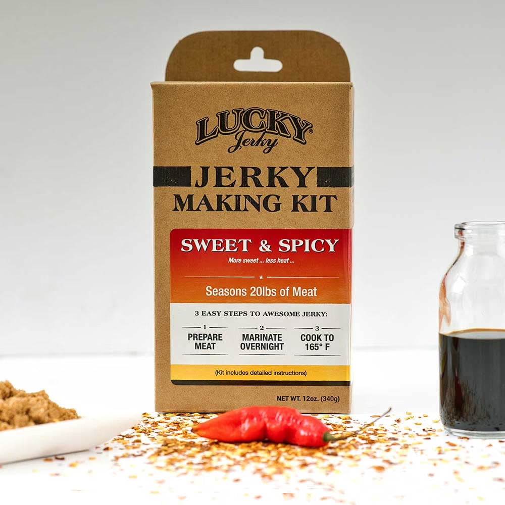 Lucky Jerky DIY Sweet & Spicy Seasoning Kit - Makes 20lbs of Jerky, Perfect for Slab & Stick Styles