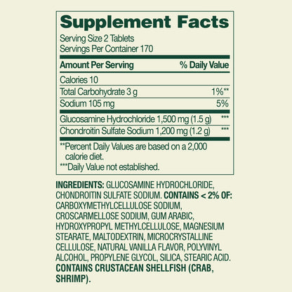 Spring Valley Triple Strength Glucosamine Chondroitin Tablets Dietary Supplement Value Size, 340 Count
