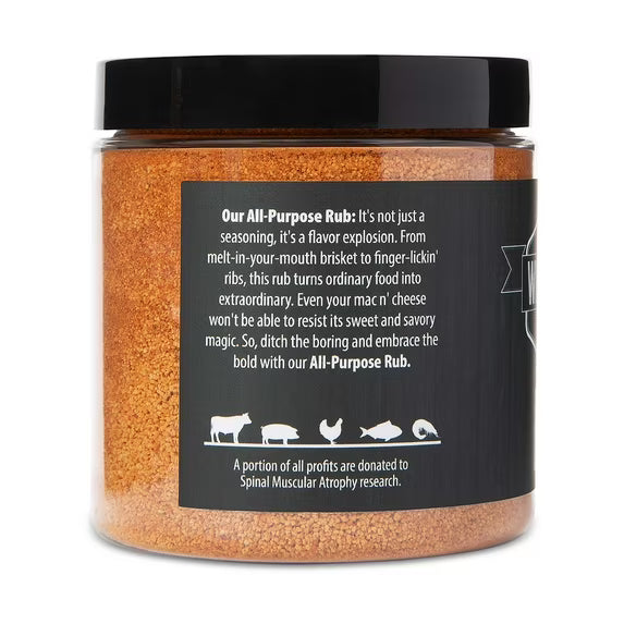 WheelyQ Barbecue All Purpose Rub & Seasoning for Ribs, Brisket, Chicken, Pork, Seafood & Veggies | Meat Rub for Smoking and Grilling (7.2 oz)