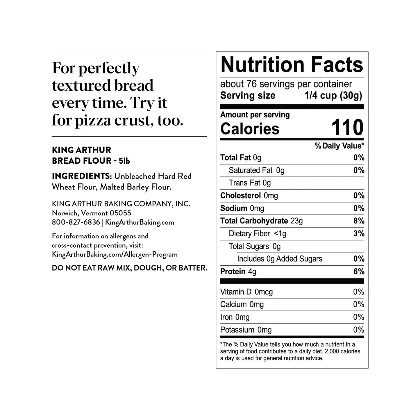 (8 pack) King Arthur Baking Company Non-GMO Project Verified, Certified Kosher Unbleached Bread Flour, 5 lb Bag