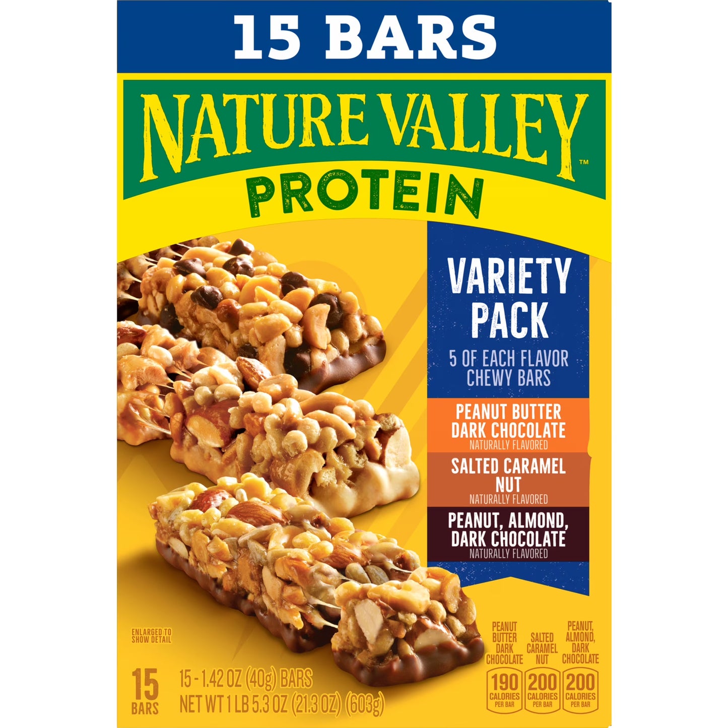 Nature Valley Protein Chewy Snack Bars, Variety Pack, 15 Bars, 21.3 oz