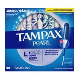 Tampax Pearl Tampons with LeakGuard Braid, Light Absorbency, 50 Count