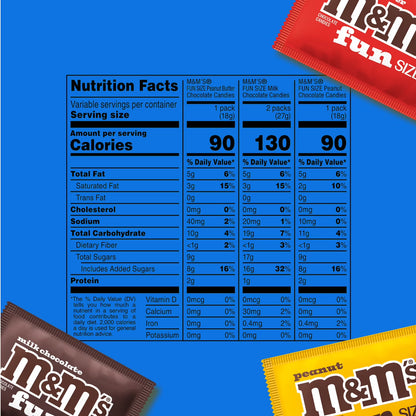 M&M's Milk Chocolate Candy Fun Size Variety pack, Sharing Size - 8.48 oz Bulk Bag