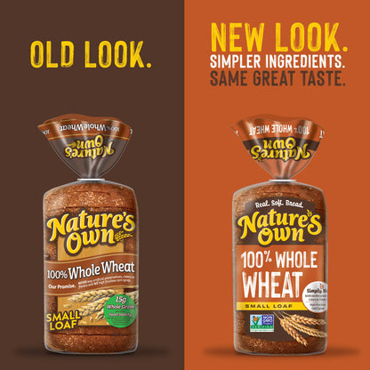 Nature's Own 100% Whole Wheat, Non-GMO Small Loaf Bread, Sandwich Bread, 12 oz Loaf