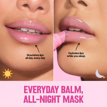 Revlon Glimmer Lip Treat Balm + Mask for Dry Lips, Overnight, 011 Strawberry Swirl, 0.4 fl oz