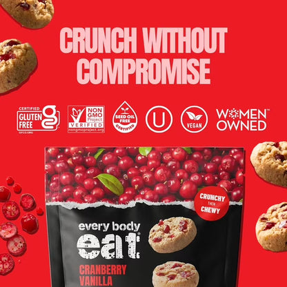 Every Body Eat Crunchy Cookie Bites, Cranberry Vanilla - Gluten Free, Dairy Free, Vegan, Seed Oil Free, Allergy Friendly (5 Ounce Pack of 3)