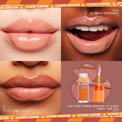 NYX Professional Makeup Gloss Collections Duck Plump Lip Gloss, Bangin Bare, 0.23 fl oz
