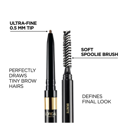 L'Oreal Paris Brow Stylist Definer Waterproof Eyebrow Pencil, Brunette, Defining, 0.003 oz