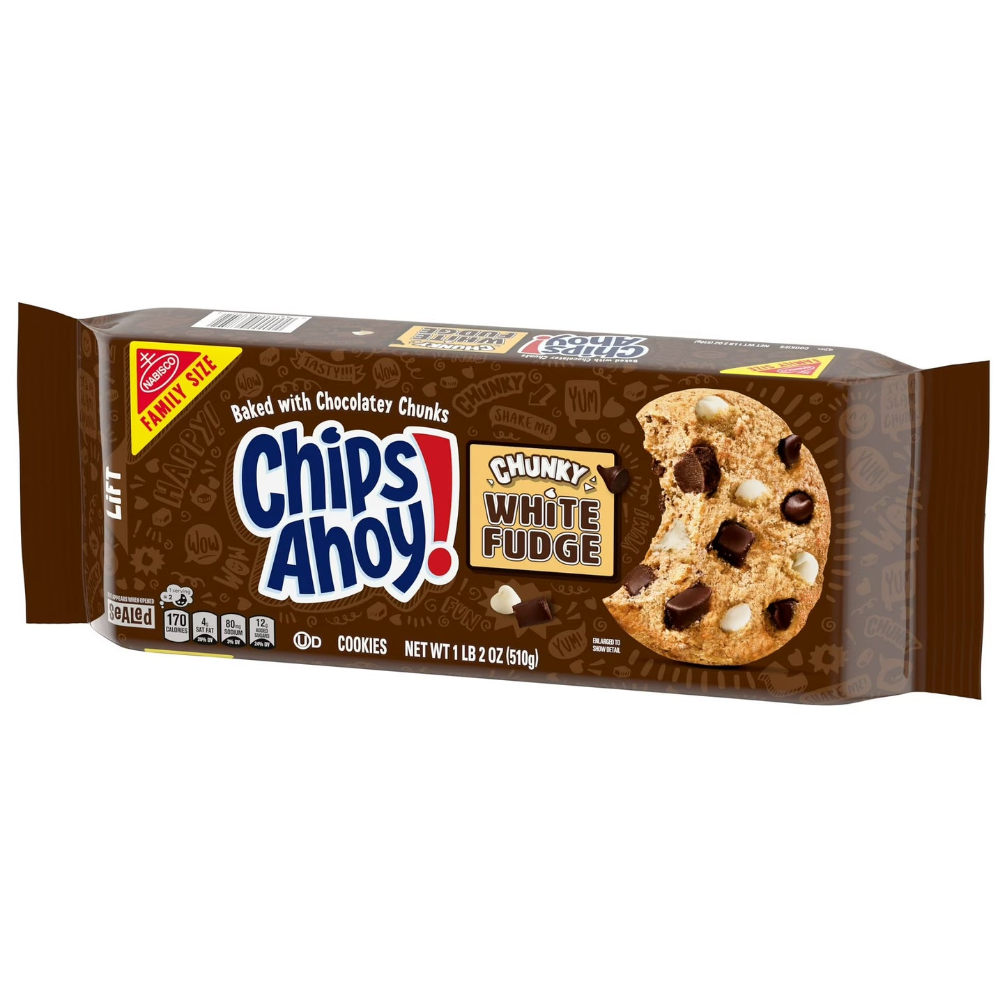 CHIPS AHOY! Crunchy White Fudge Chocolate Chunky Fudgy Chocolate Chip Cookies, Family Size, 18 oz