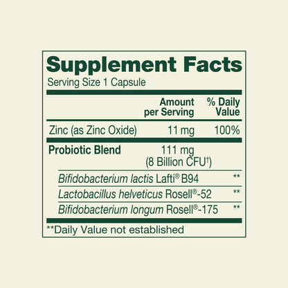 Spring Valley Adult 50+ Vitality Probiotic with Zinc Dietary Supplement, 30 Delayed-Release Capsules